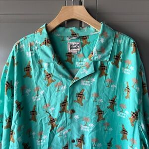 Party Pants Men's Beer Run Short Sleeve Camp Collar Shirt, Mint, XXL